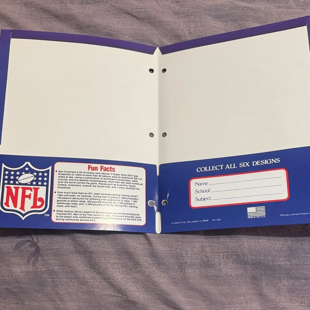 Vintage NFL AFC East Team Helmet Folder